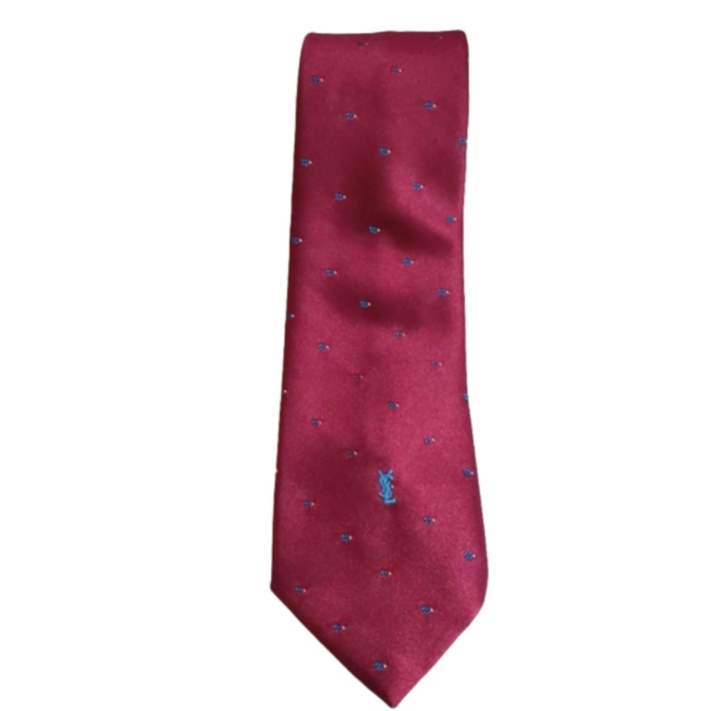 YSL Burgandy and Teal Blue Tie
